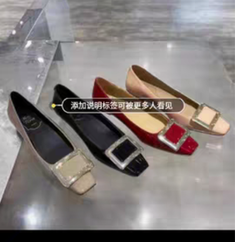 方扣低跟漆皮单鞋，肉粉色，37，略微穿着痕...