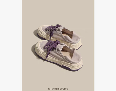 转卖大码帆布鞋女41一43夏两穿溶解厚底薄...