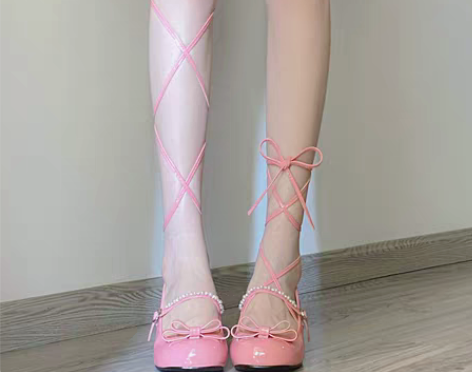 转卖现货伯娜少女原创高跟圆头玛丽珍鞋浅口绑...