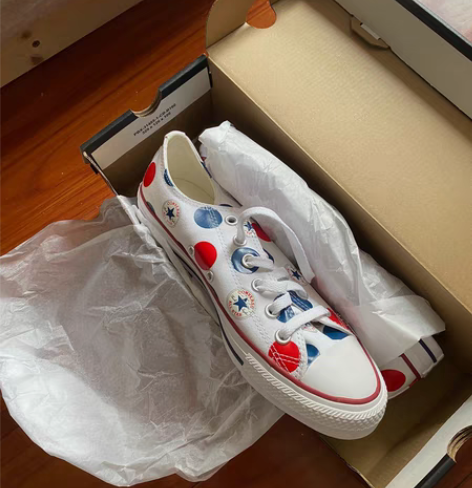 Converse/匡威女款 低帮帆布鞋 波...