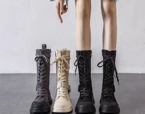 转卖帆布中筒马丁靴女ins2021春秋新款...