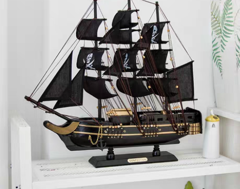 转卖加勒比海盗船模型实木黑珍珠号小型帆船摆...