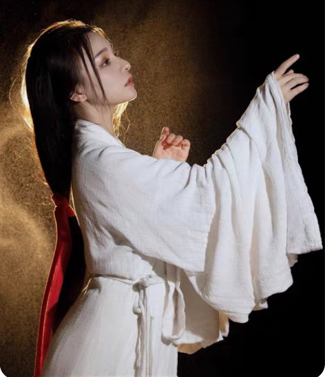 【有香如故】上邪 魏晋交领直裾 素色棉麻大...