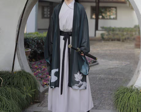 包邮黑色青莲居士汉服魏晋风原创水墨CP情侣...