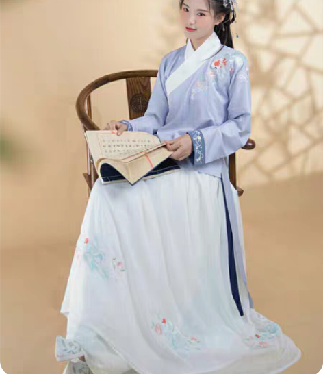 包邮【鲤烟客】L码梨花渡原创传统中国风汉服...