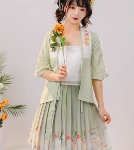 玉术原创汉服 改良汉元素 短裙+宋制褙子+...