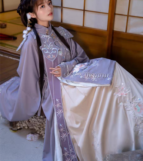 转卖清梳原创西府幽兰明制汉服立领长袄刺绣云...