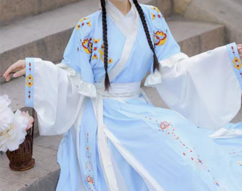 转卖艺缕原创芙蕖汉服女襦裙重工刺绣齐腰破裙...