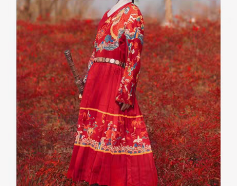 包邮五五年原创汉服女贴里曳撒【精灵】明制印...