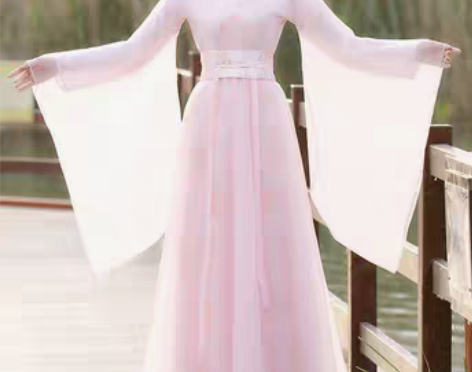 转卖【狂欢价】汉服秋冬整套女粉色广袖流仙裙...