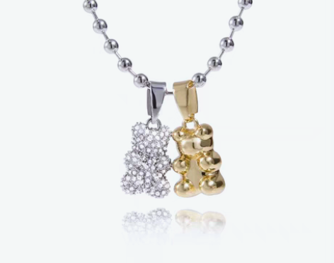 转卖吊坠小熊项链女2021年新款潮锁骨链毛...