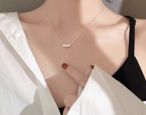 包邮韩版简约小清新方块吊坠手工素银S925...
