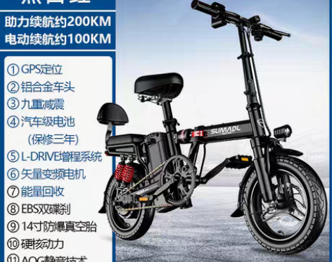 转卖德国名顶折叠电动自行车锂电池代驾超轻小...