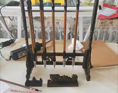 包邮清仓！笔架笔搁挂仿古鸡翅木毛笔架实木毛...