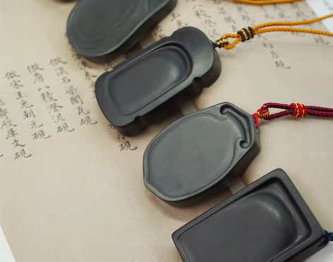 易水砚手把砚台文房四宝老坑天然原石墨盘墨蝶...