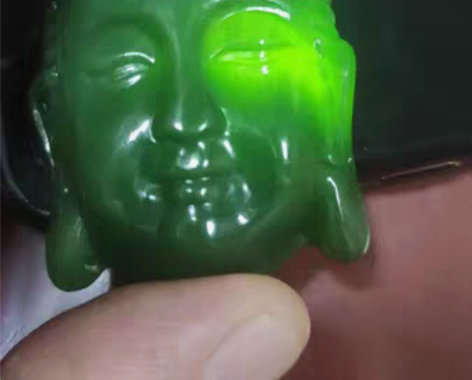 包邮俄罗斯七号矿老坑碧玉菠菜绿释迦牟尼佛头...