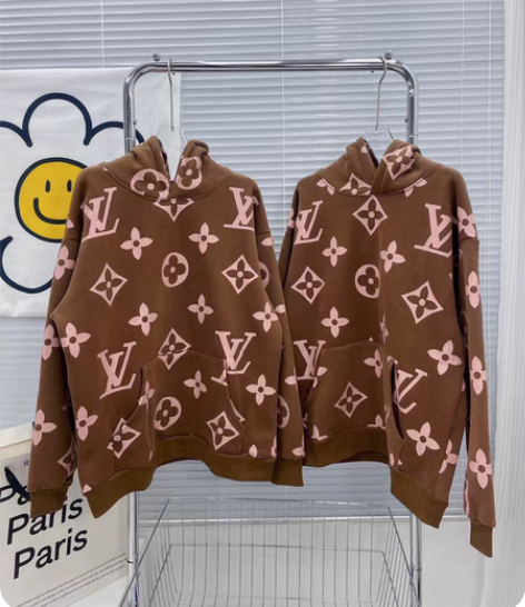 经典老花满印情侣款连帽卫衣帽衫 小红书快手...