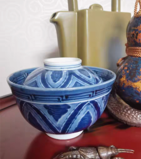 包邮转让，日本纯手工，手绘满工，老青花盖碗...