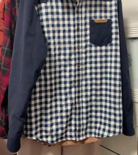 包邮【蓝色格纹加绒衬衫男士】 尺码M170...
