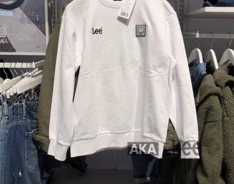包邮秋冬新款Lee男士圆领套头卫衣黑白两色...
