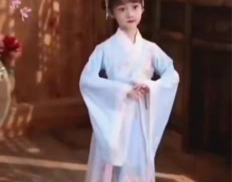 包邮春秋款汉服女童学生古装长款国风仙气雪纺...