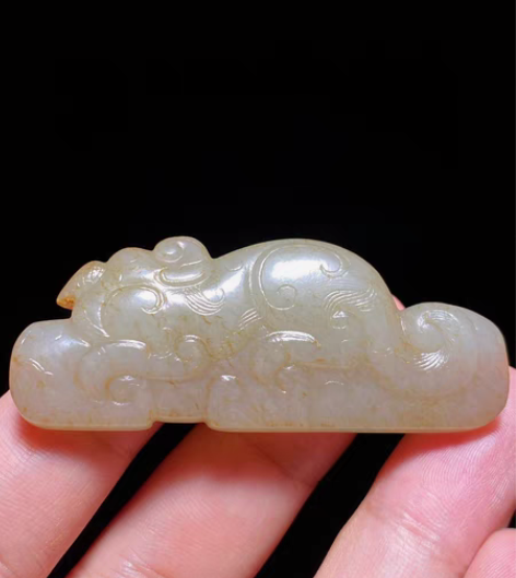 包邮汉 熟坑 和田玉籽料 龙纹 扁勒 玉勒...