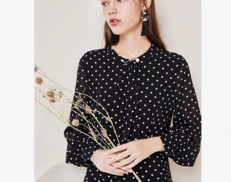 包邮拉夏贝尔连衣裙2020新款秋季雪纺收腰...