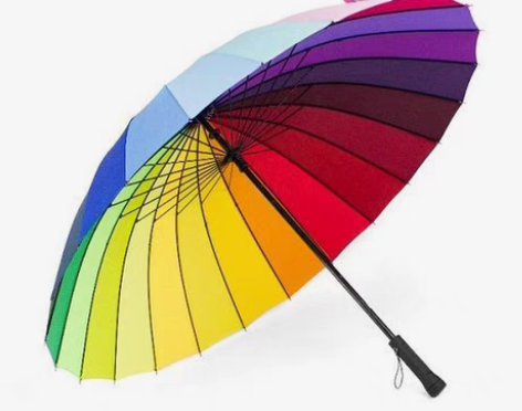 包邮24骨彩虹雨伞个性男超大双人三人手动长...