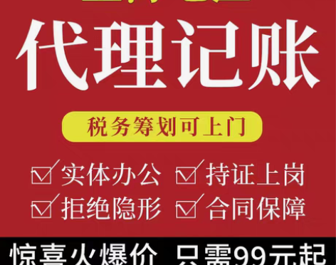 包邮上海代理记账公司记账报税注册工商个体户...