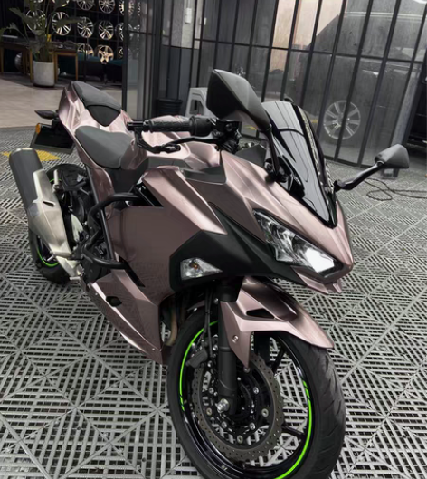 包邮川崎ninja400冰莓粉改色全车贴膜...