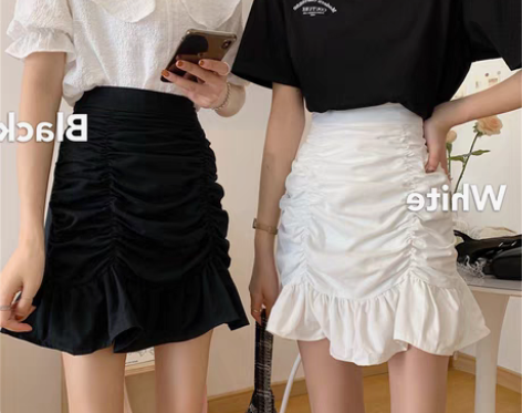 转卖新款荷叶边下摆半身裙，买一送一，颜色都...