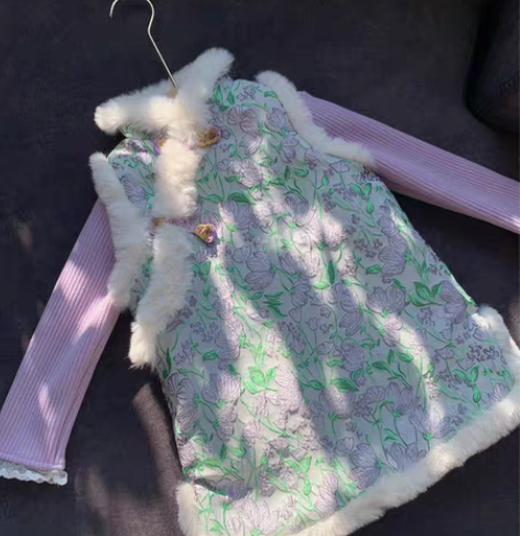 女童冬季连衣裙2022宝宝洋气小女孩中式拜...