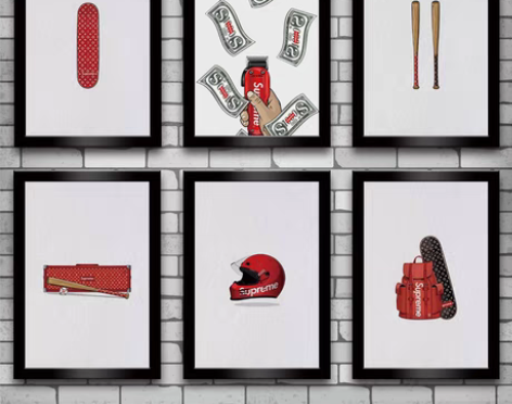 转卖潮流卧室客厅潮牌supreme装饰画墙...