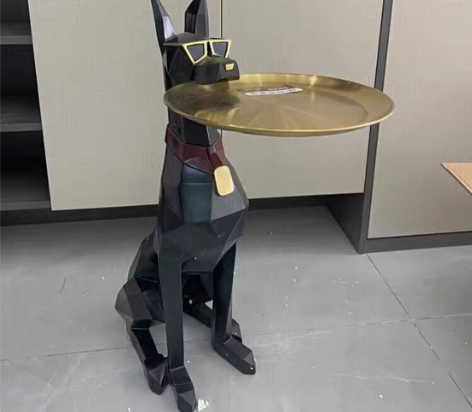 包邮客厅落地大型狗摆件法斗牛犬托盘北欧轻奢...