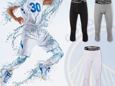 包邮篮球七分裤 篮球七分裤紧身裤男七分高弹...