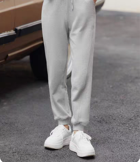 包邮柒量一裁小个子灰色显瘦宽松束脚松紧腰卫...