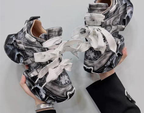 转卖欧洲站甜酷风涂鸦厚底鞋女2023春秋新...