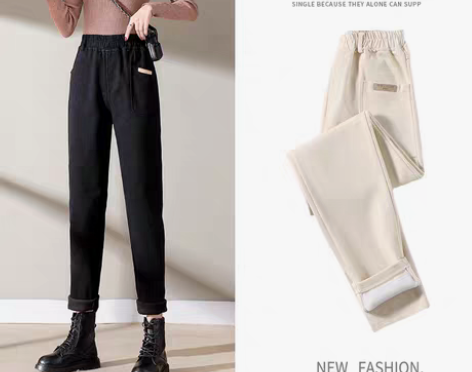 转卖加绒裤子女秋冬2022新款直筒宽松高腰...