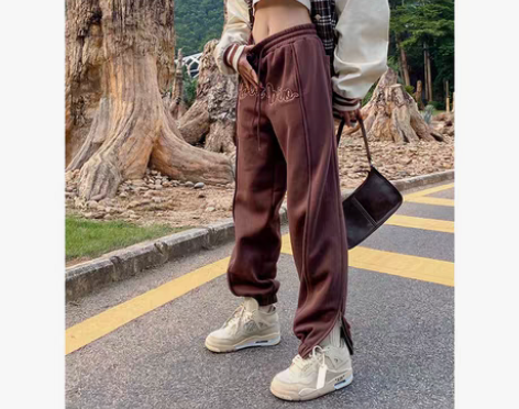 转卖BeerBro美式复古加绒卫裤女202...