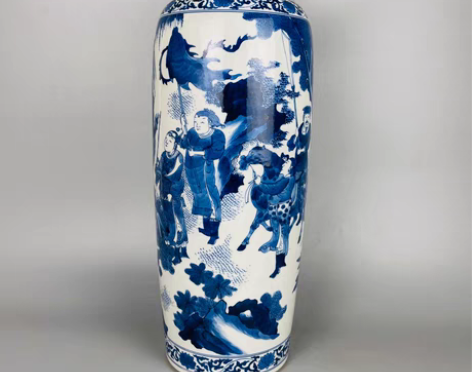 包邮清 青花人物故事象腿瓶 规格：高46....