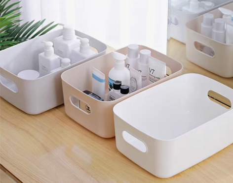 手提桌面收纳盒化妆品塑料多功能储物盒杂物整...
