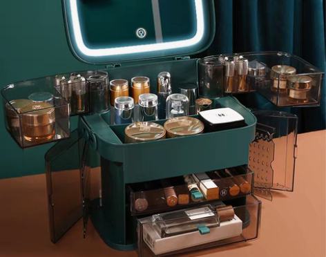 转卖网红护肤化妆品刷口红面膜桌面带镜子收纳...