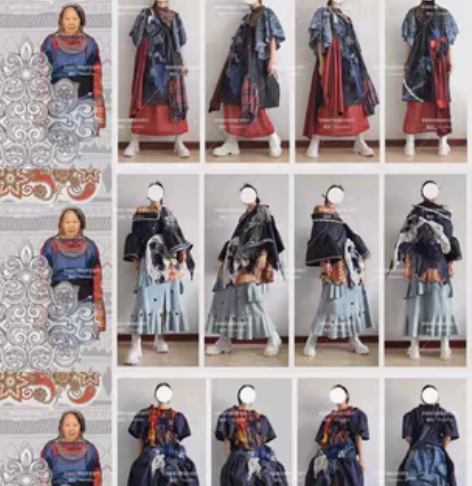 服装设计 五套成衣 灵感版效果图款式图模特...
