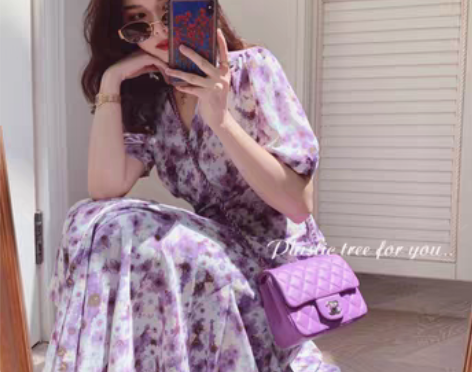 转卖PTREE一片式系带收腰碎花裙显瘦大摆...