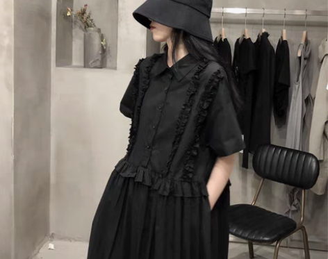 转卖陆与山屿夏季荷叶边拼接高级感气质连衣裙...