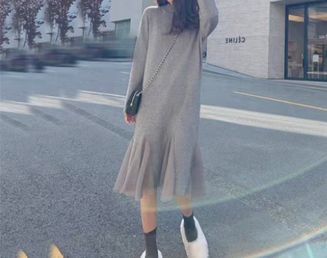 转卖10元包邮！！！针织纱裙拼接连衣裙女秋...