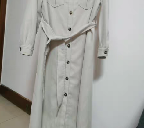 包邮2023年春秋季女装长袖大摆连衣裙系腰...