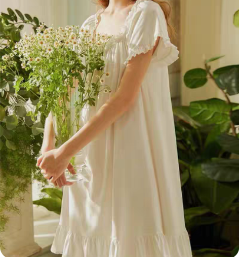 包邮尘熙原创公主可爱纯色精梳棉睡裙女夏季薄...