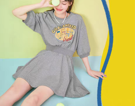 转卖乐町新品运动风收腰连衣裙2022新款夏...