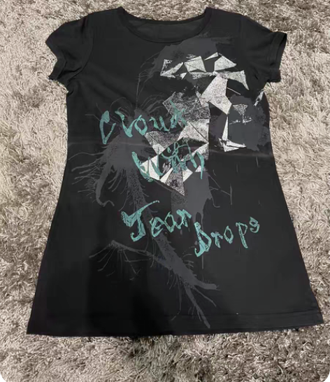 包邮夏新款全棉短袖圆领宽松休闲运动风连衣裙...